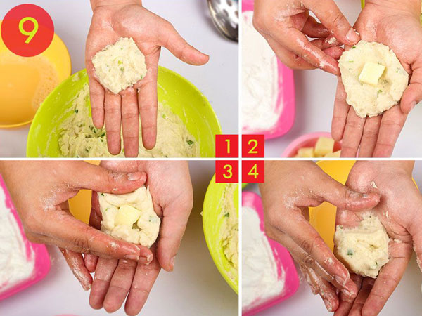 مرحله 9 تهیه توپک پنیری سوخاری