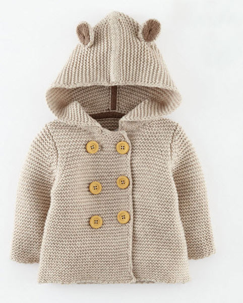 انواع مدل‌های لباس بافتنی نوزاد پسر - ژاکت کلاه دار 